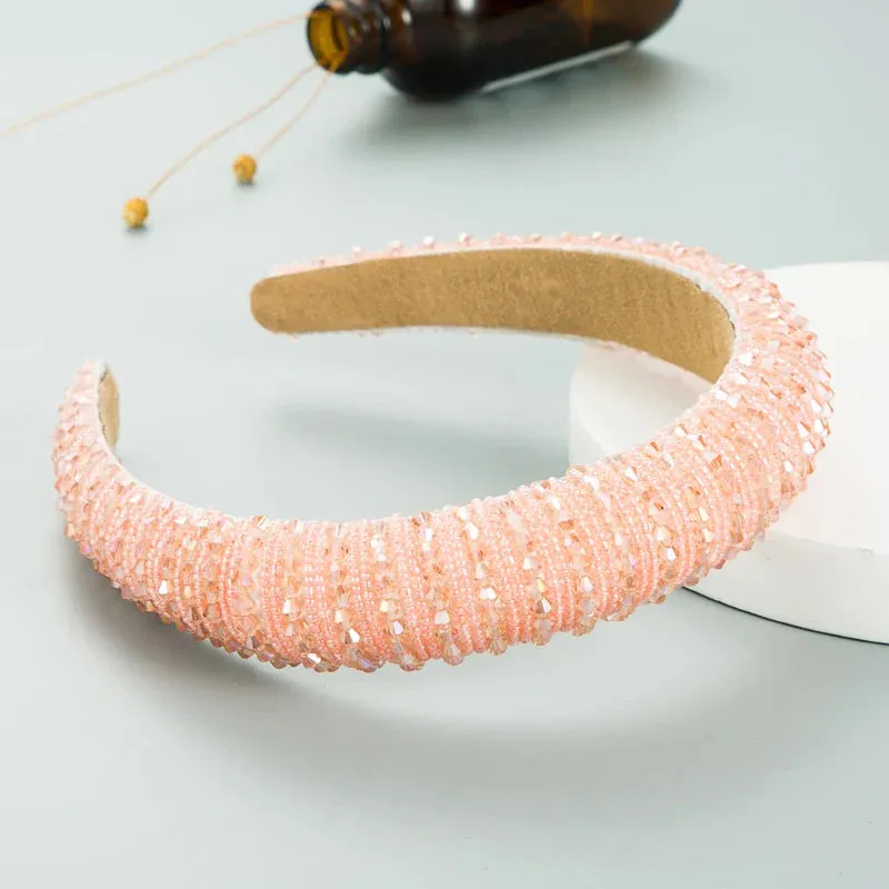 Crystal Hair Bands From Europe And America Women's Baroque Sponge Thickened Headband Simple Hair Accessories