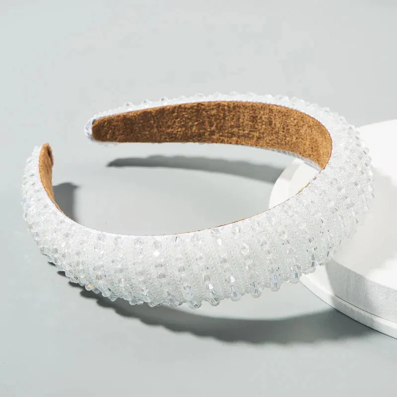 Crystal Hair Bands From Europe And America Women's Baroque Sponge Thickened Headband Simple Hair Accessories