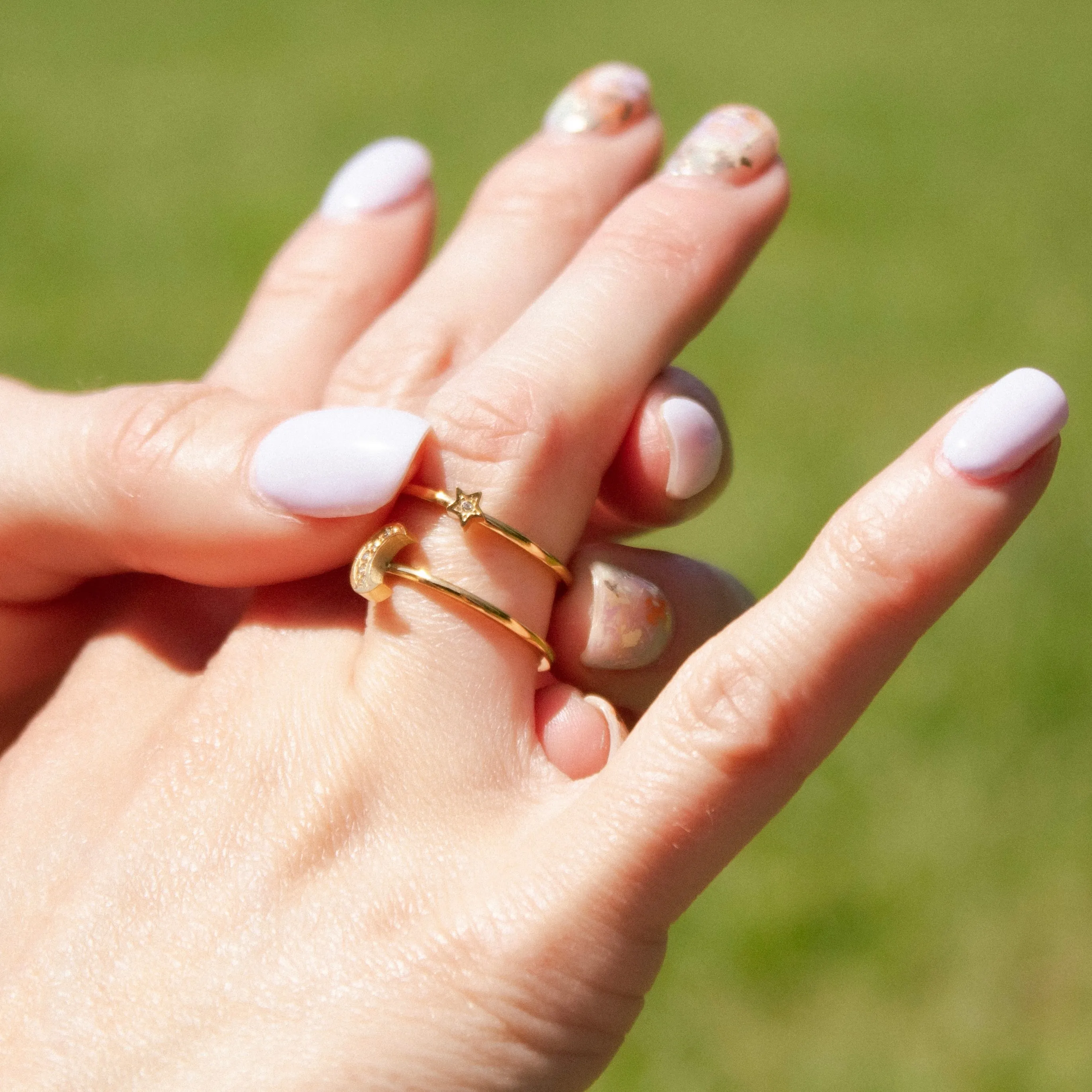 CZ Star and Moon Hypoallergenic Ring