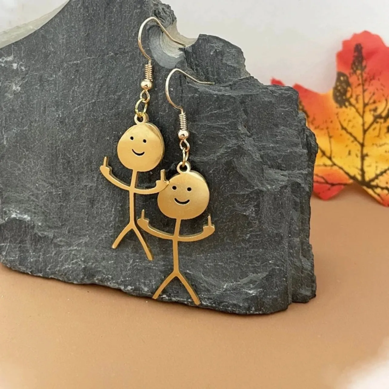 DILIGAF Earrings - Sassy Earrings, Handmade Earrings, Middle Finger, Stick Person