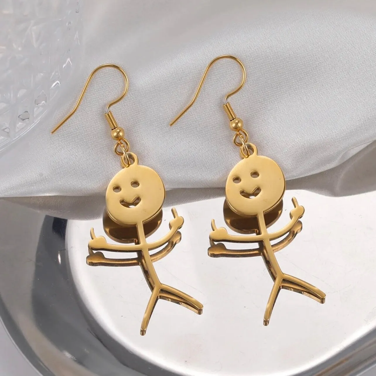 DILIGAF Earrings - Sassy Earrings, Handmade Earrings, Middle Finger, Stick Person