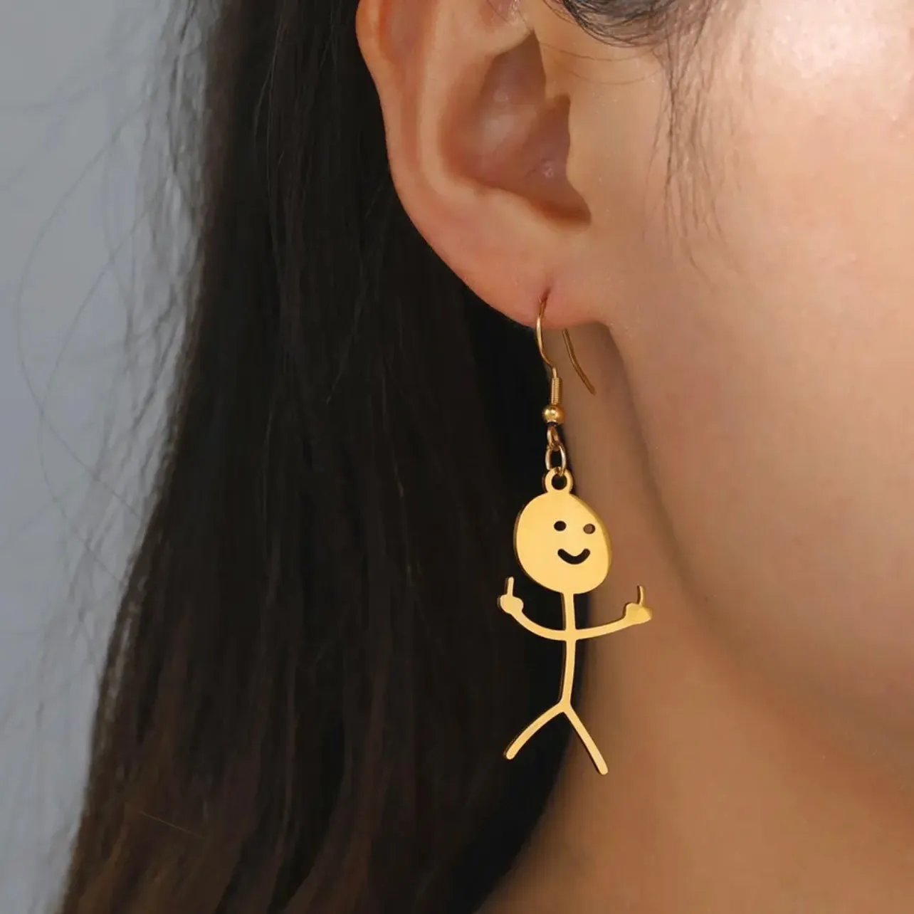 DILIGAF Earrings - Sassy Earrings, Handmade Earrings, Middle Finger, Stick Person