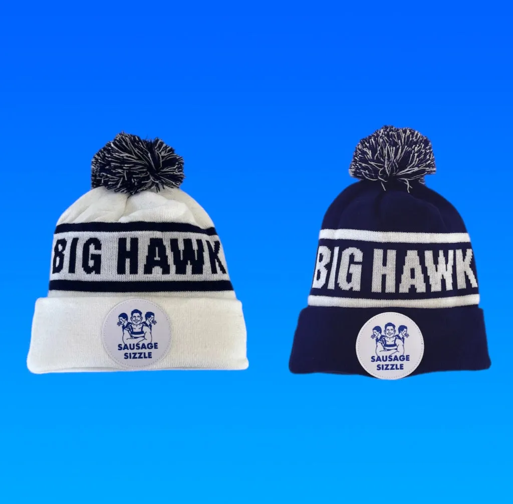 DOUBLE UP BEANIE - BIG HAWK: WHITE & BLUE