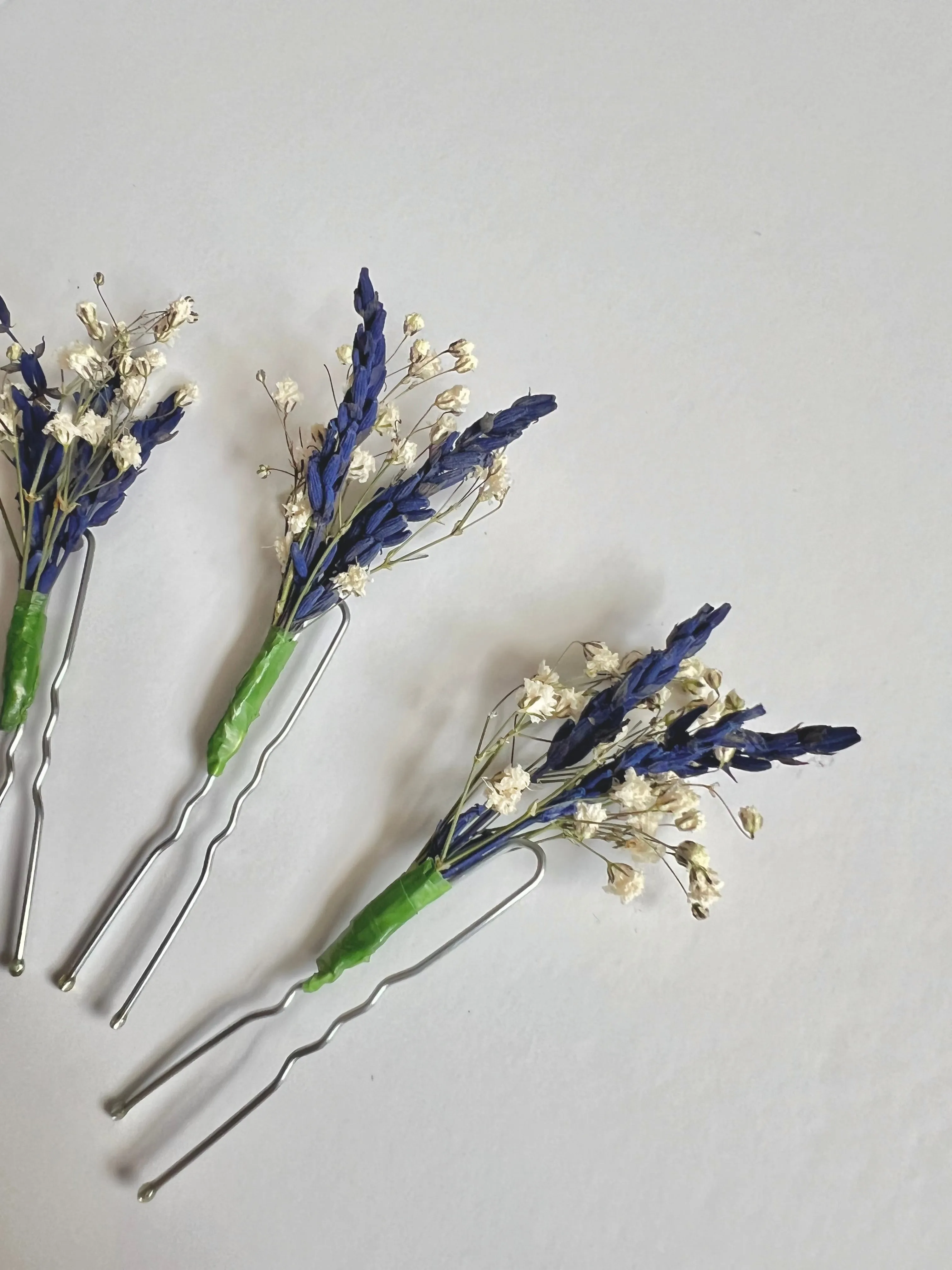 Dried Lavender and Gypsophila Hair Pins, Dried Flower Hair Pins for Brides, Minimalist Floral Hair Pin Set, Wedding Hair Pins Babys Breath