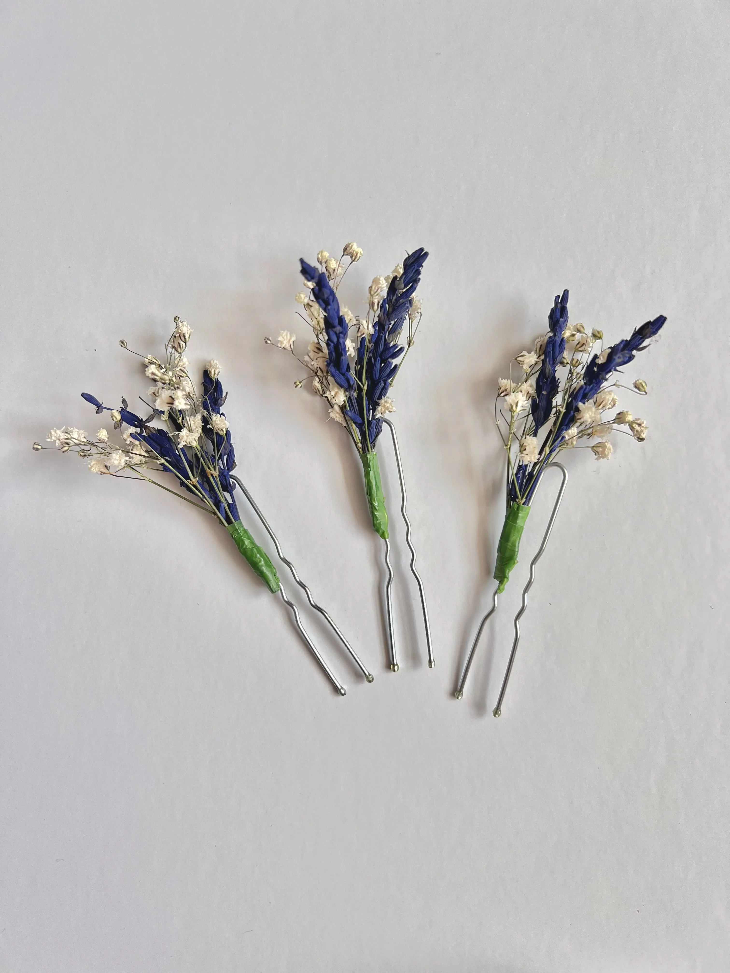 Dried Lavender and Gypsophila Hair Pins, Dried Flower Hair Pins for Brides, Minimalist Floral Hair Pin Set, Wedding Hair Pins Babys Breath