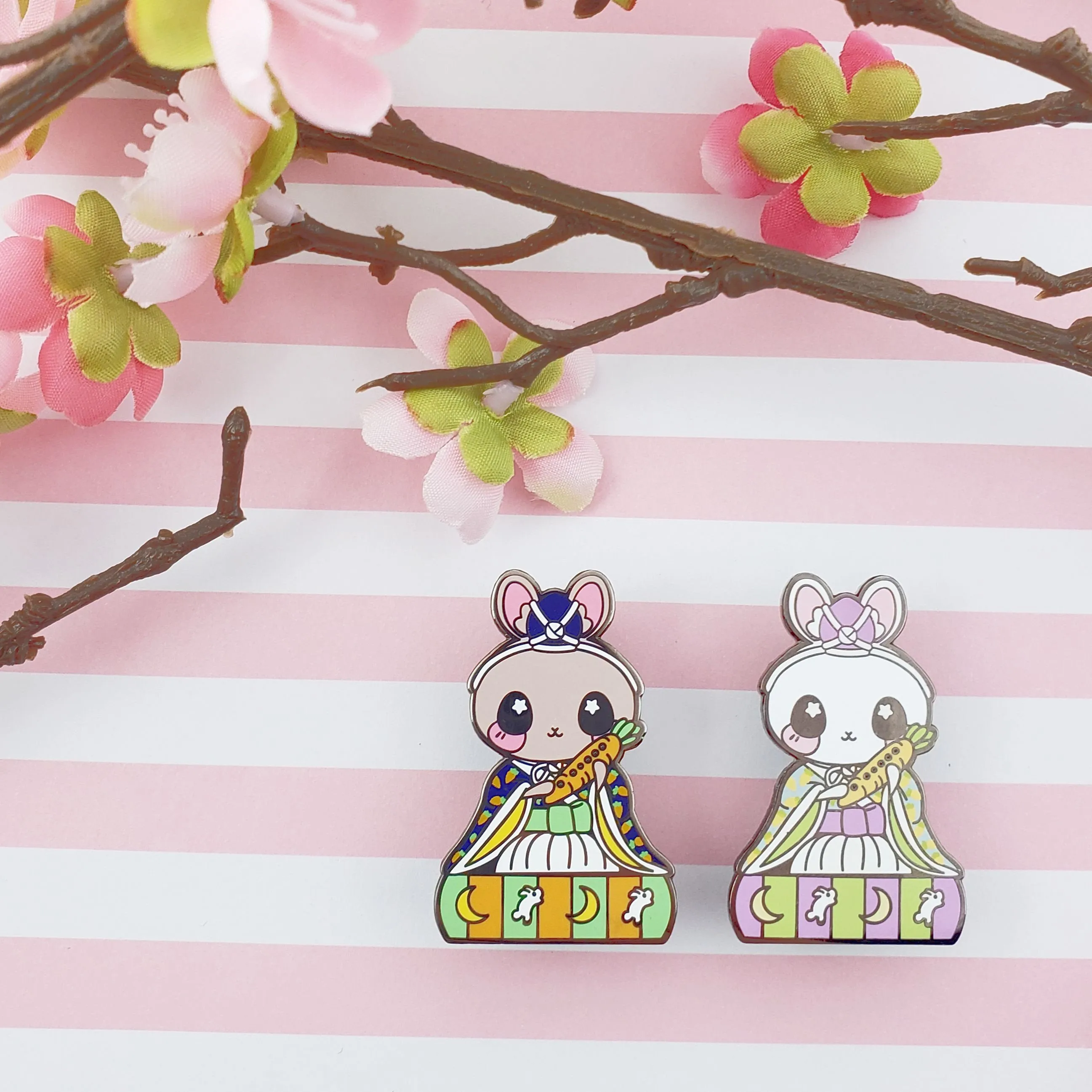 Flutist Bunny: Girl's Day Animal Enamel Pins