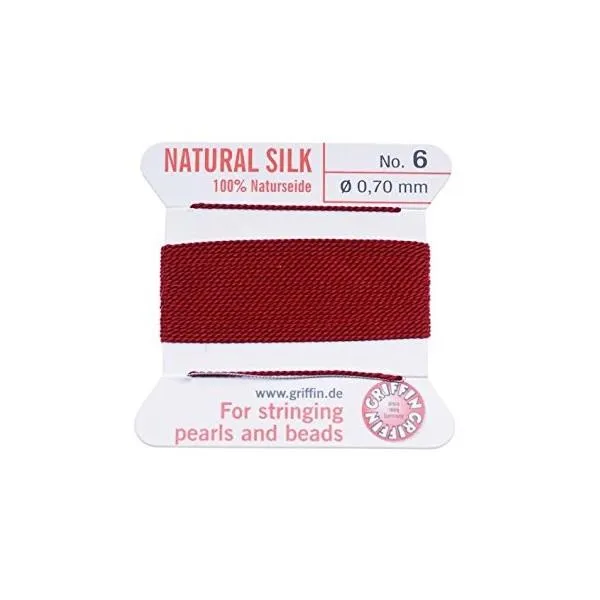 Griffin Natural Silk Beading Cord: Garnet