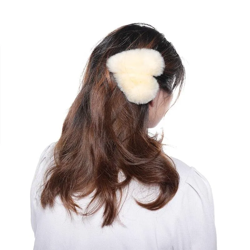 Hair Clip Real Fur Hair Accessories Korean Ins Real Rex Rabbit Hair Clip Super Large Lovely Plush Hairpin Fur Hairpin FS21A17