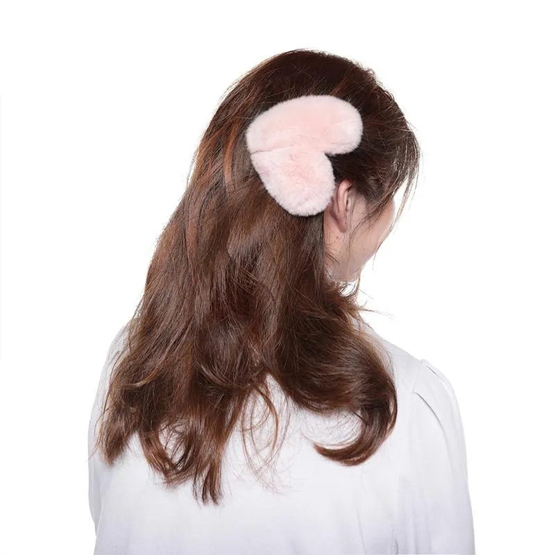 Hair Clip Real Fur Hair Accessories Korean Ins Real Rex Rabbit Hair Clip Super Large Lovely Plush Hairpin Fur Hairpin FS21A17