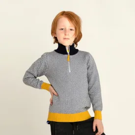 Half Zip Self Knitted Sweater