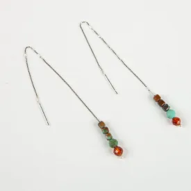 Hessonite & Turquoise Threader Earrings