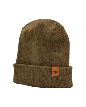 HW6132 Haakwear Theta Stitch Fusion Cuffed Beanie (Patent Pending Design)-Green/Brown, Made in USA