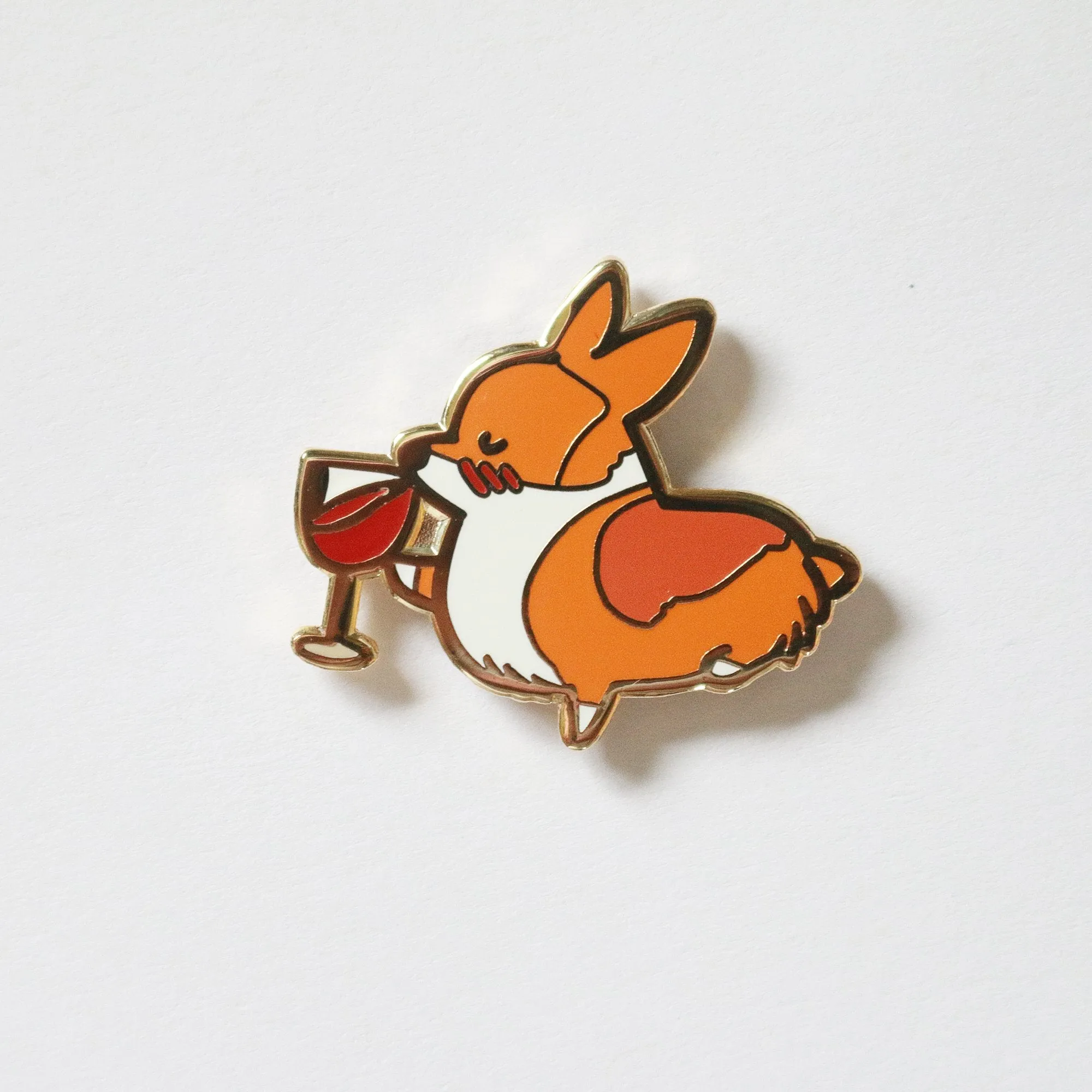 I Heart Wine Corgi Enamel Pin | Corgimoji Collectible Series