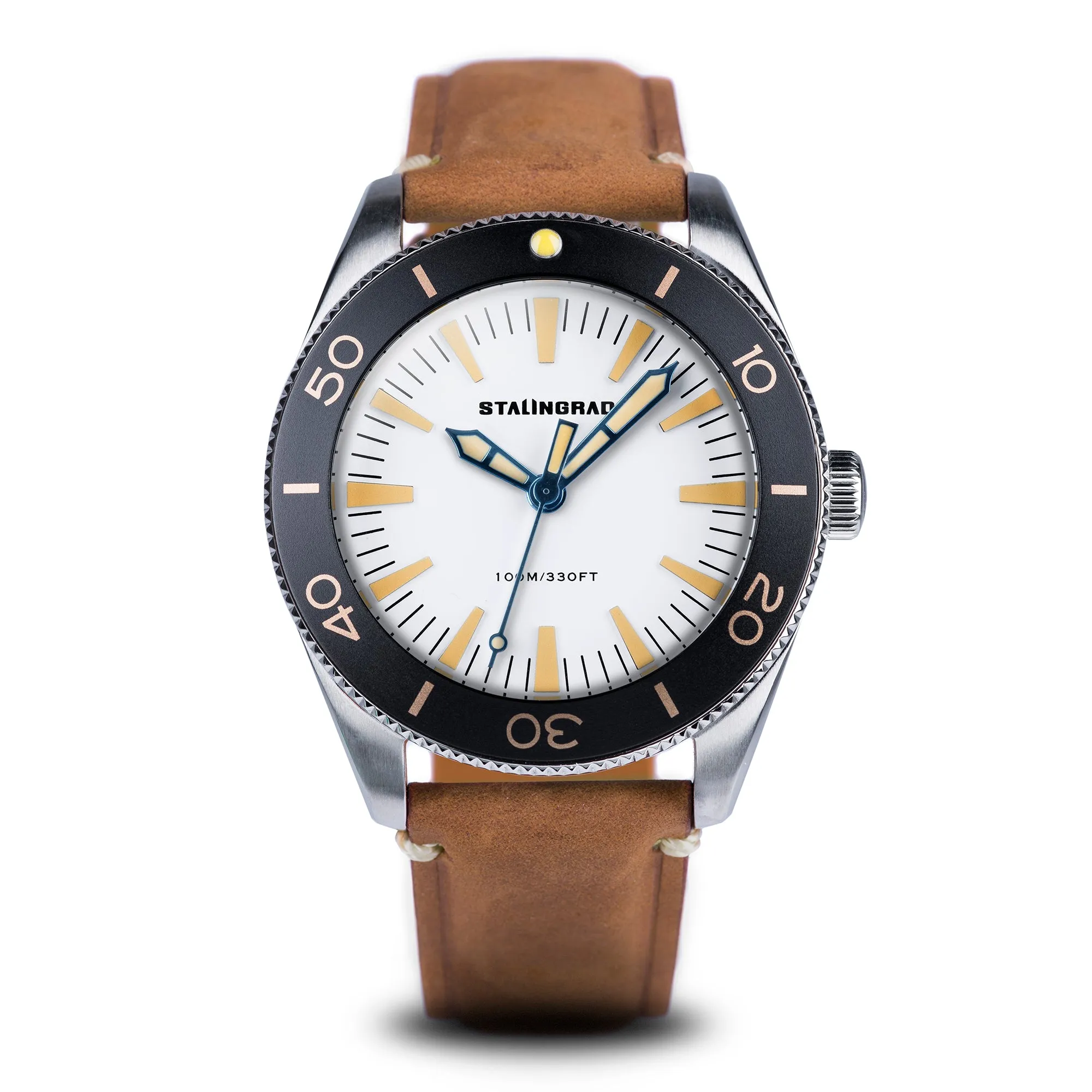 Iron Will. White Dial. Brown Leather Strap. SG-0012-01