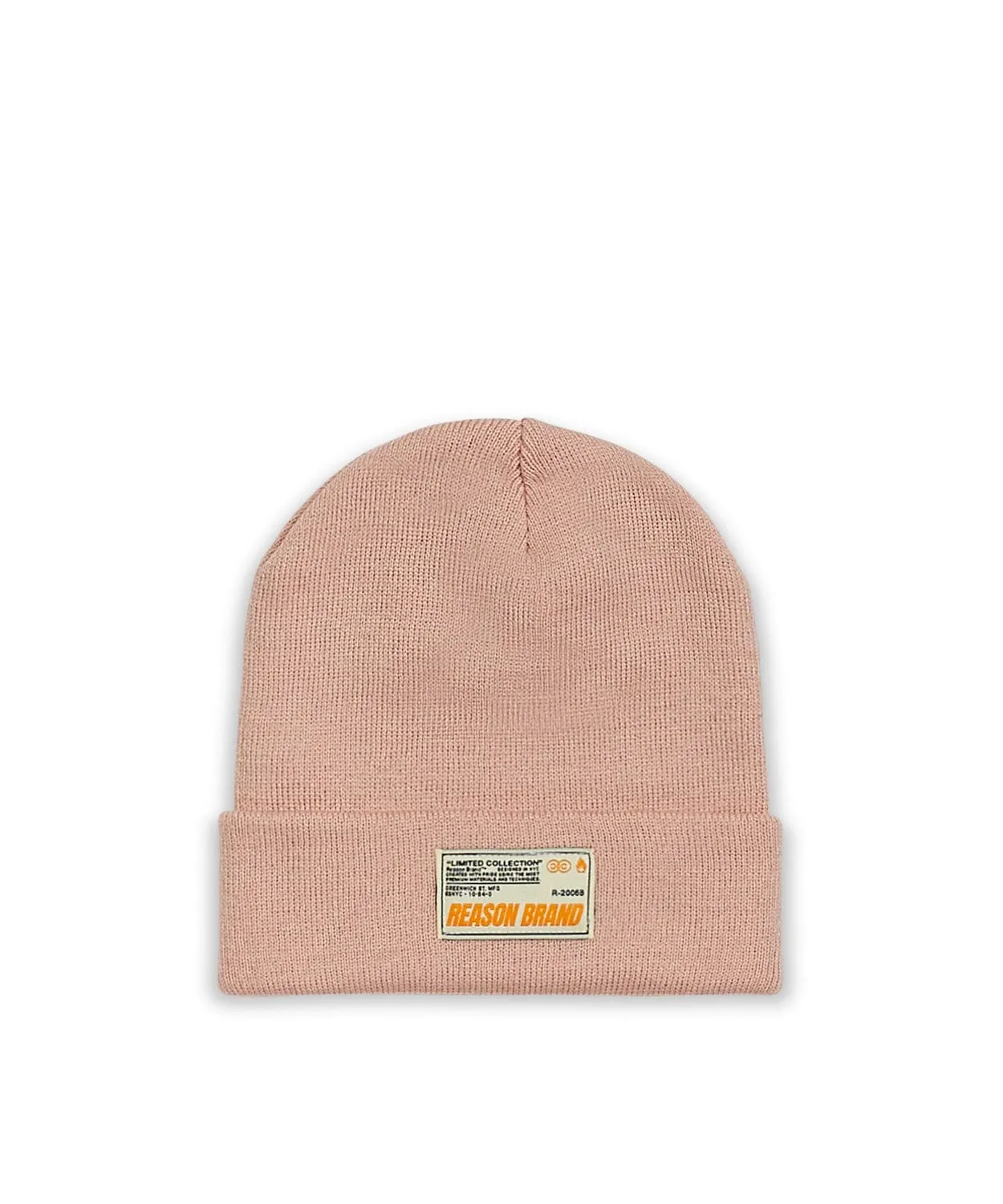 Jonah Ribbed Knit Basic Beanie With Label - Light Pink