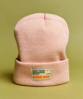 Jonah Ribbed Knit Basic Beanie With Label - Light Pink