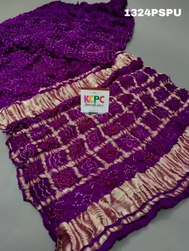 KcPc Beautiful New Design Pure Gaji silk Bandhani gharchola pallu Saree