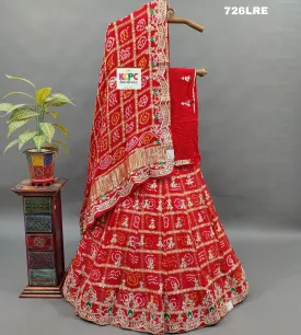 BTU Ethnic Gaji Silk Gharchola Lehenga Set with Matching Dupatta and Gotapatti Embellishment