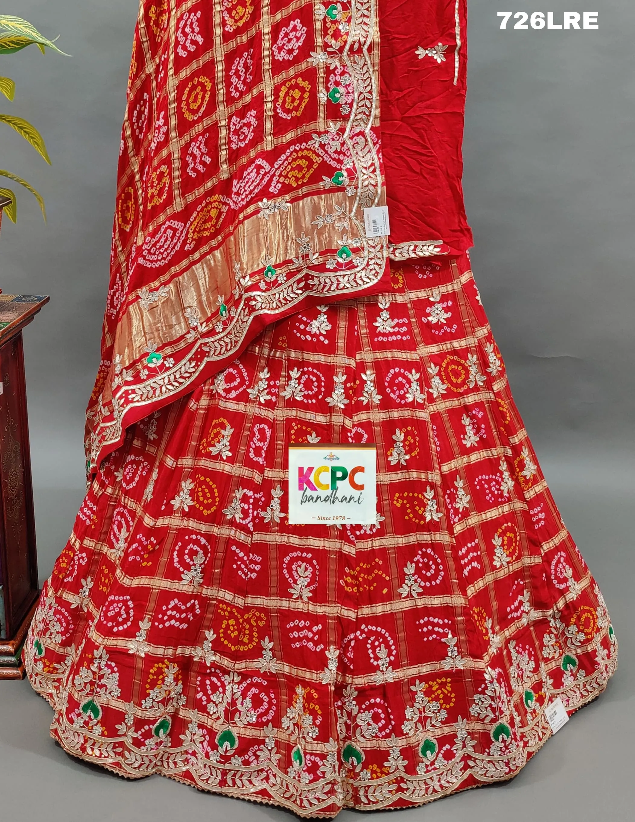 BTU Ethnic Gaji Silk Gharchola Lehenga Set with Matching Dupatta and Gotapatti Embellishment