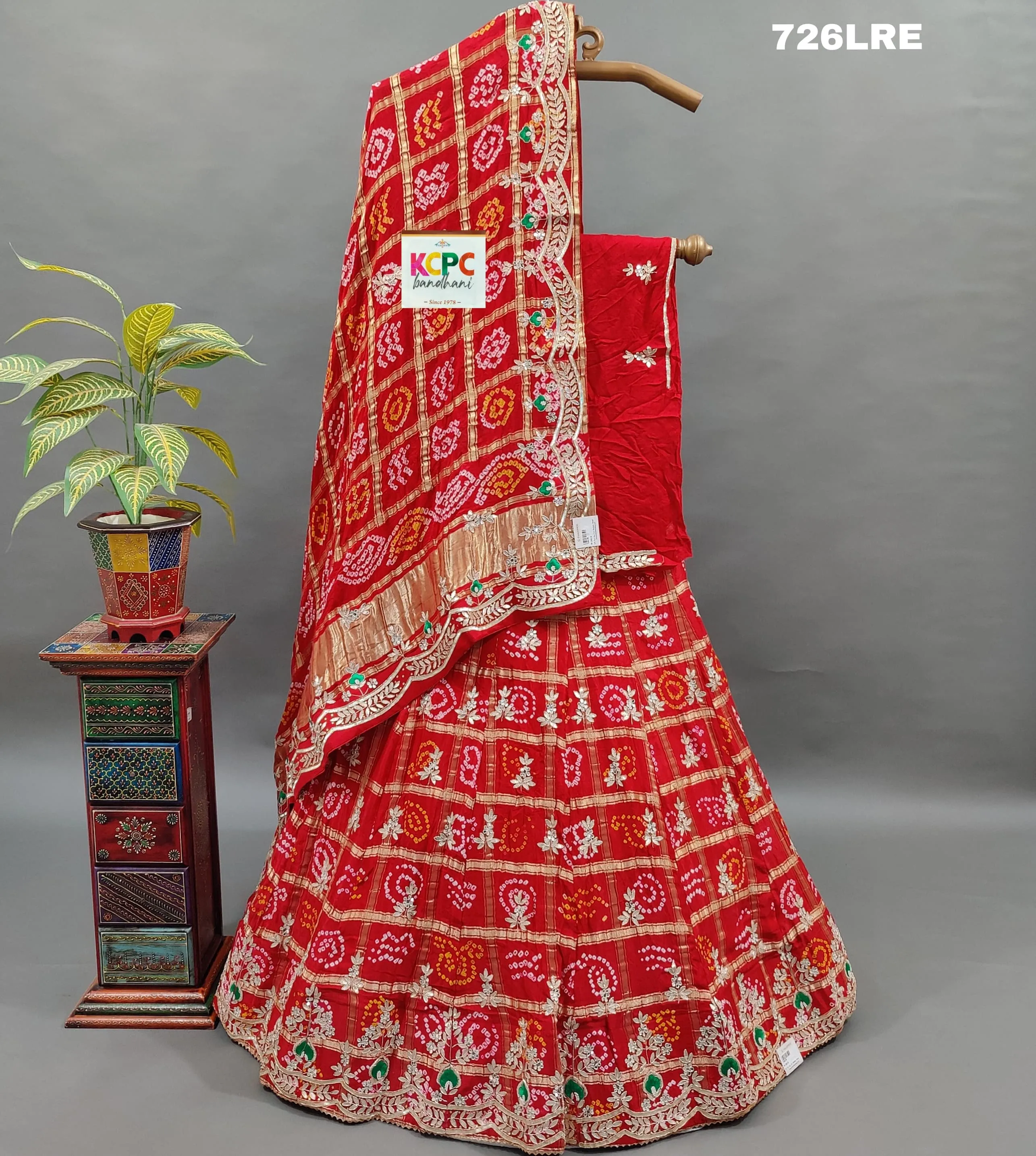 BTU Ethnic Gaji Silk Gharchola Lehenga Set with Matching Dupatta and Gotapatti Embellishment