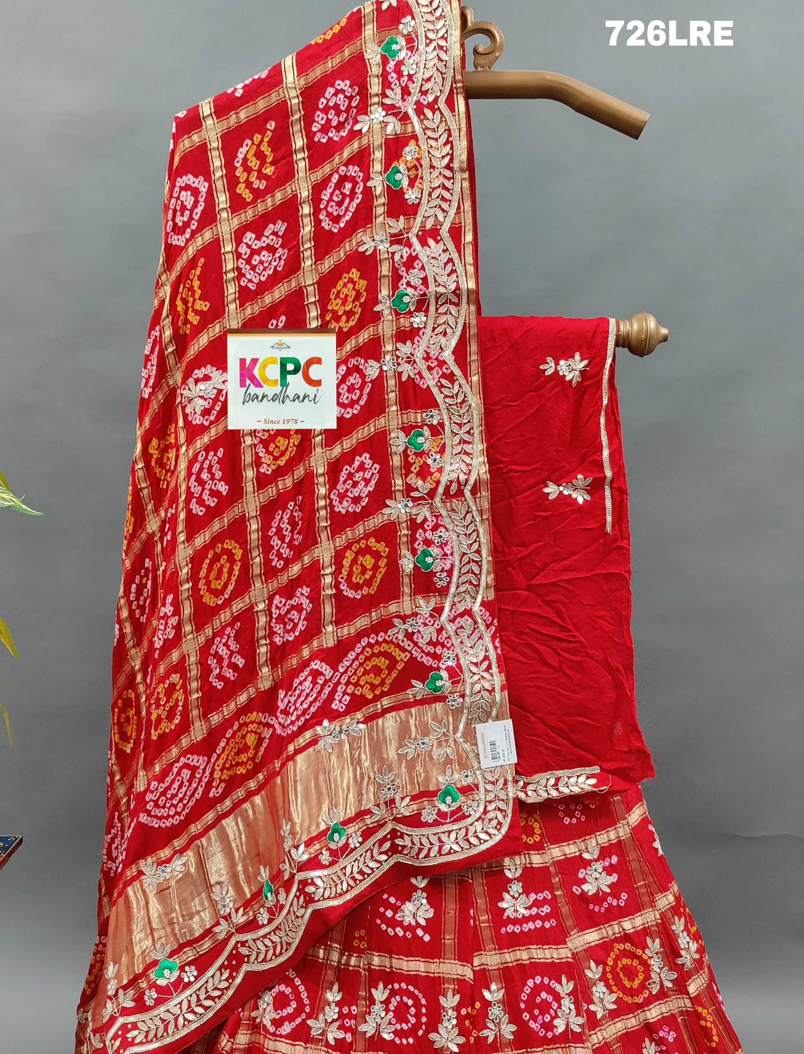 BTU Ethnic Gaji Silk Gharchola Lehenga Set with Matching Dupatta and Gotapatti Embellishment