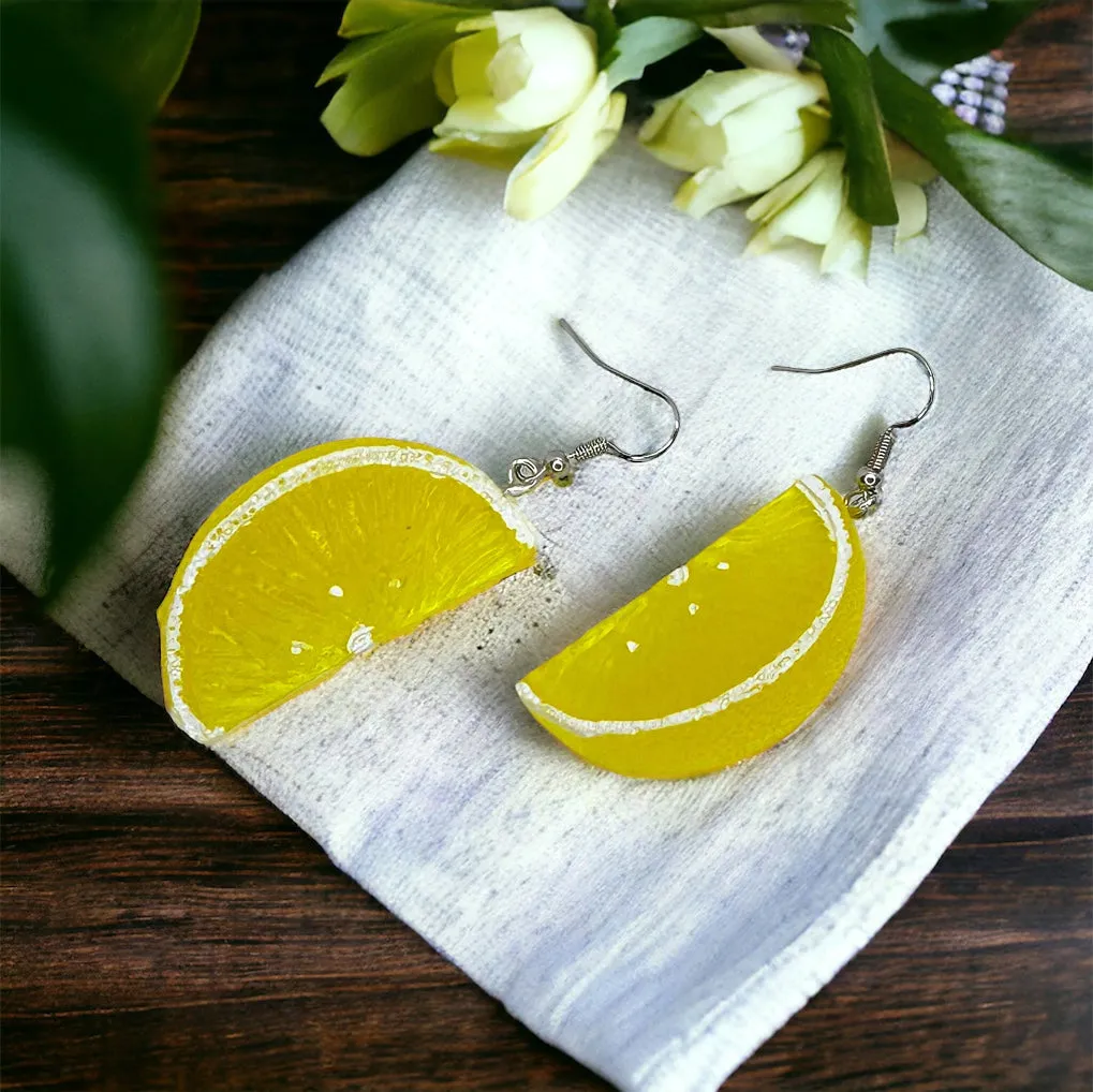 Lemon Earrings - Fruit Earrings, Handmade Jewelry, Lemon Jewelry, Food Earrings, Lemonade