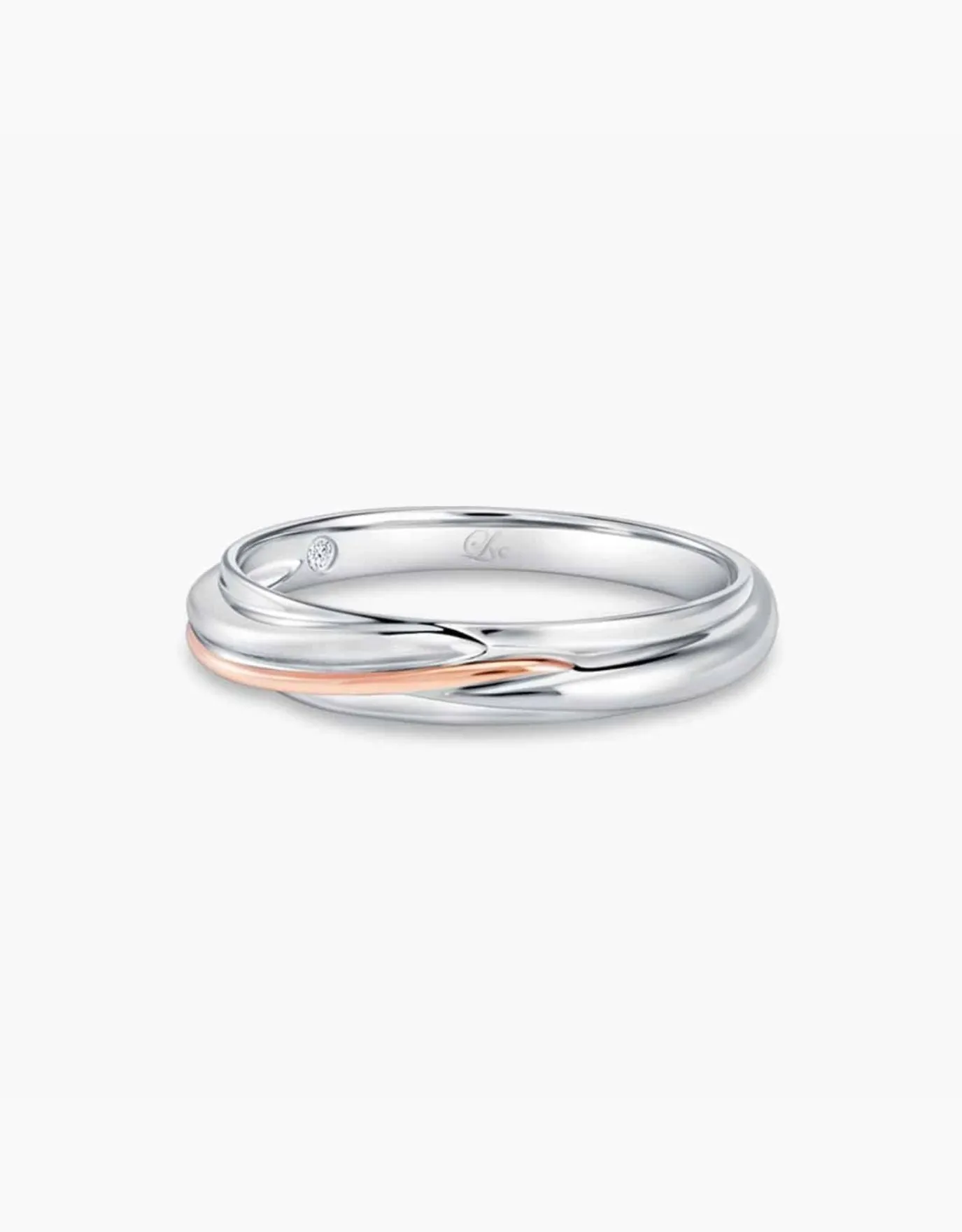 LVC Perfection Grace Wedding Band in White and Rose Gold