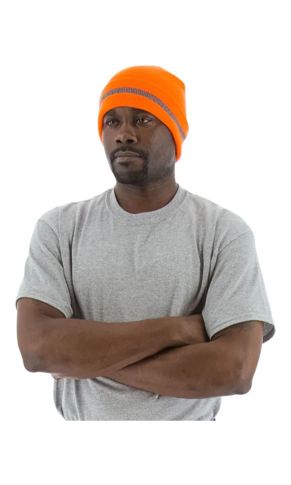 Majestic 75-8202 Hi-Vis Orange Beanie with Reflective Striping [10 count]