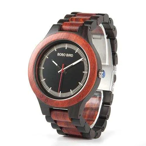 Male Quartz Antique Bobo Brid Wooden Watches with Wooden Band