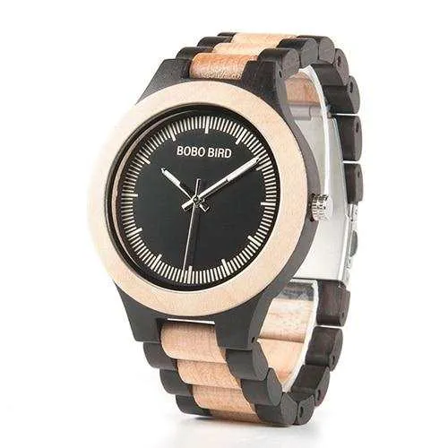 Male Quartz Antique Bobo Brid Wooden Watches with Wooden Band