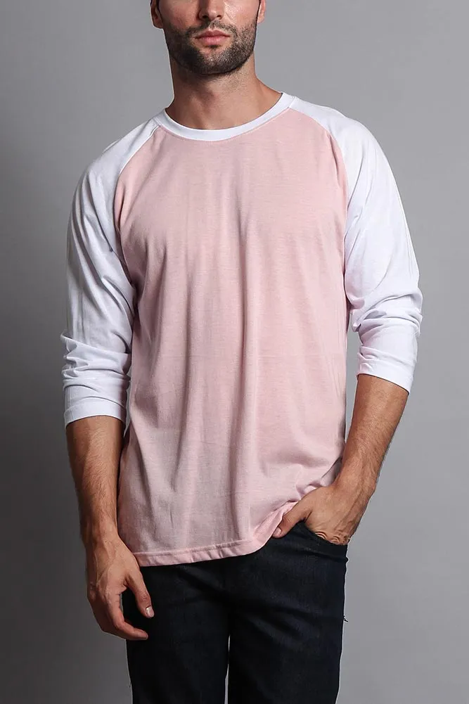 Men's Baseball T-Shirt (Dirty Pink/White)