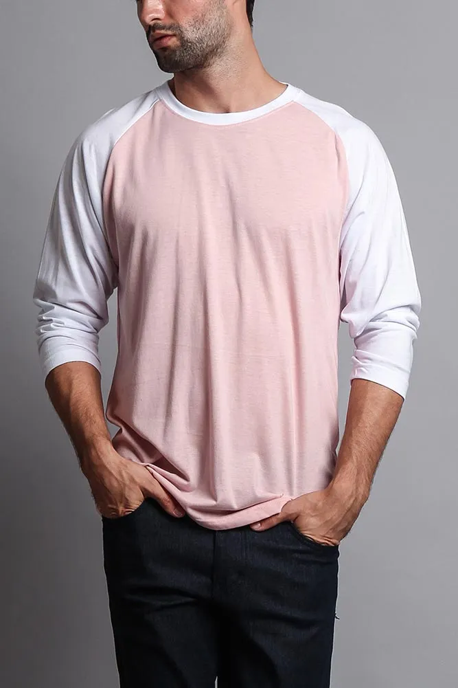 Men's Baseball T-Shirt (Dirty Pink/White)