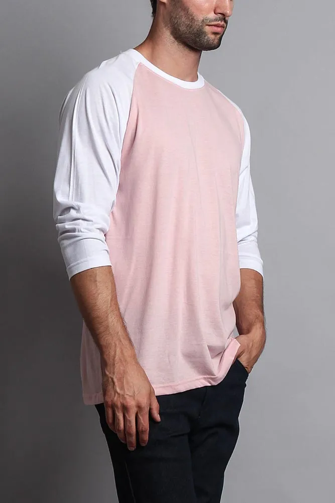 Men's Baseball T-Shirt (Dirty Pink/White)