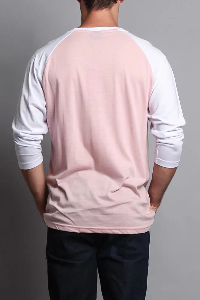 Men's Baseball T-Shirt (Dirty Pink/White)