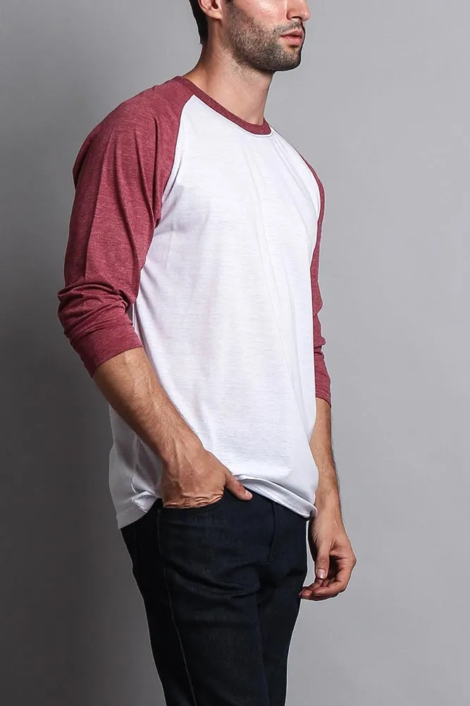 Men's Baseball T-Shirt (White/Burgundy)