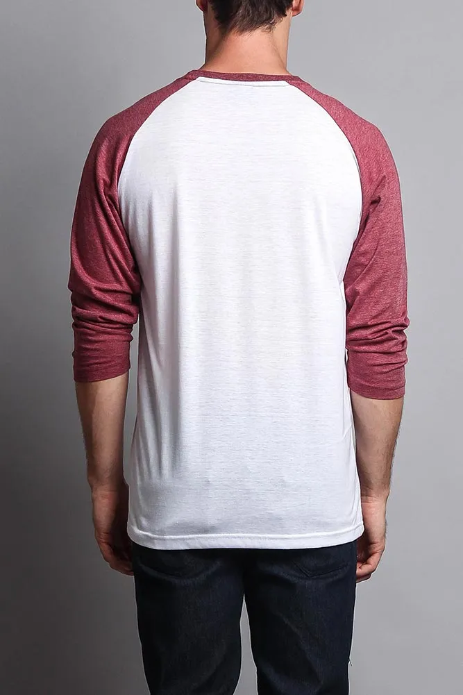 Men's Baseball T-Shirt (White/Burgundy)