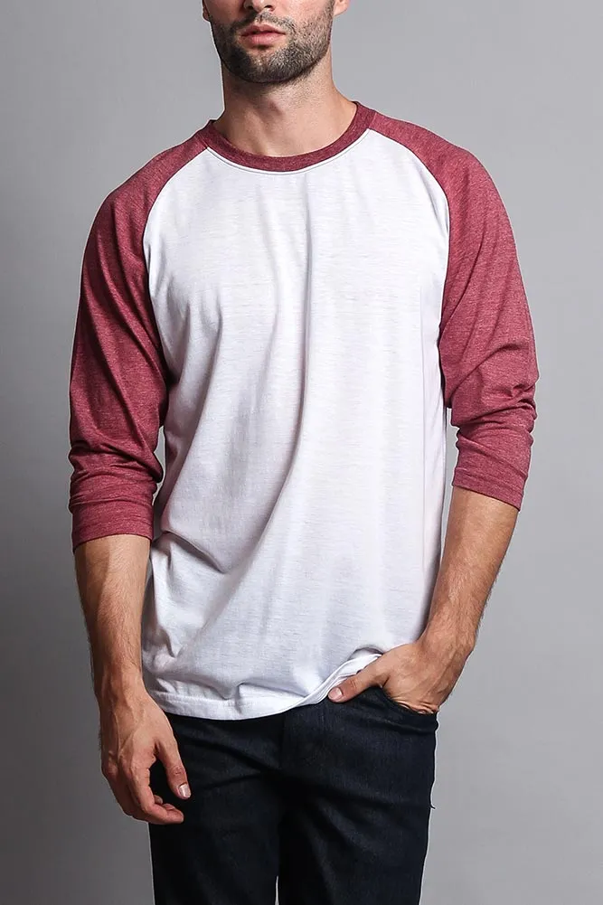 Men's Baseball T-Shirt (White/Burgundy)