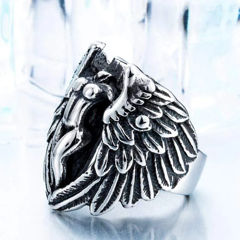 Men's Punk Feather Cross Rings