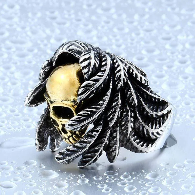 Men's Punk Feather Skulls Rings