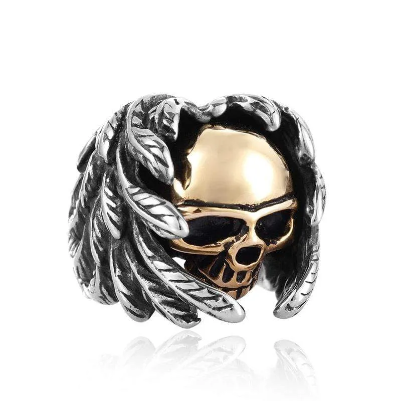 Men's Punk Feather Skulls Rings