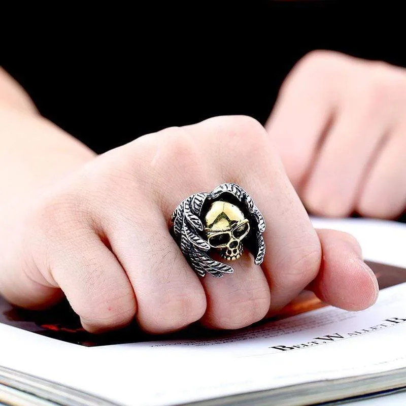 Men's Punk Feather Skulls Rings