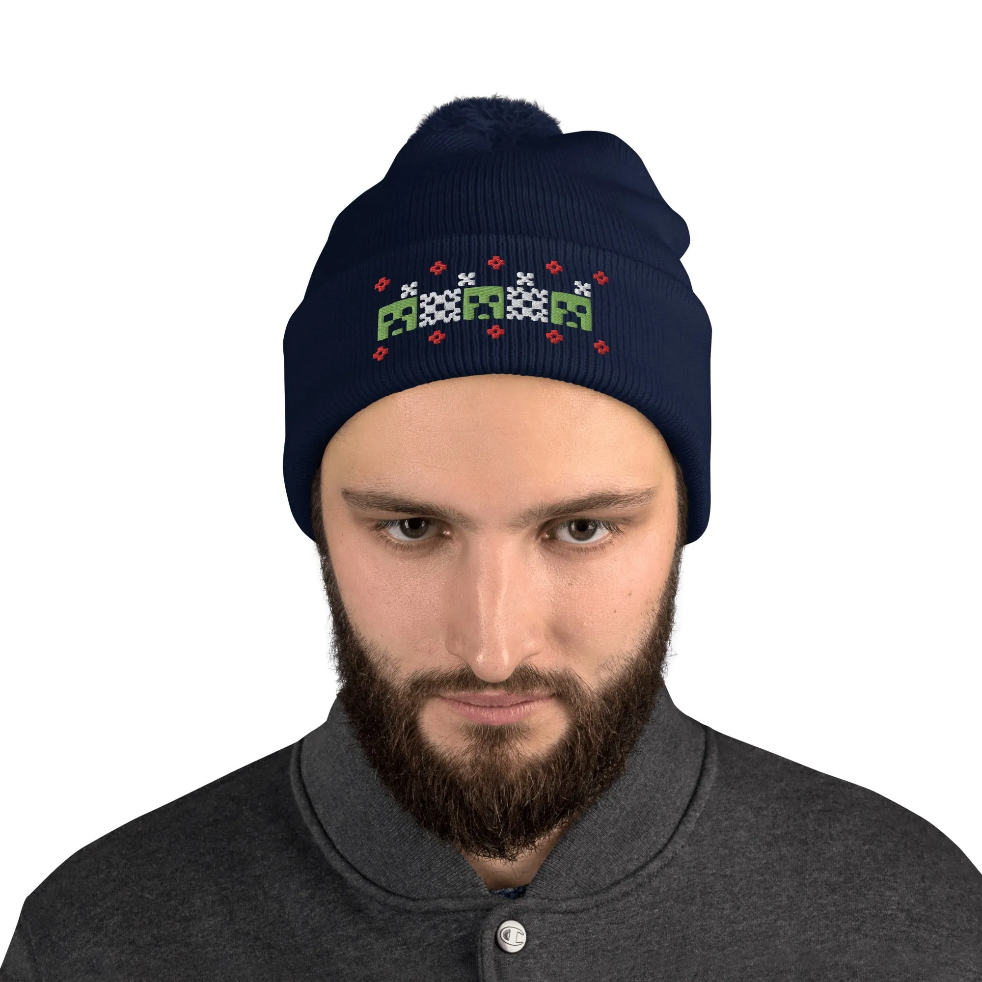 Minecraft Creeper Pom Pom Knit Beanie