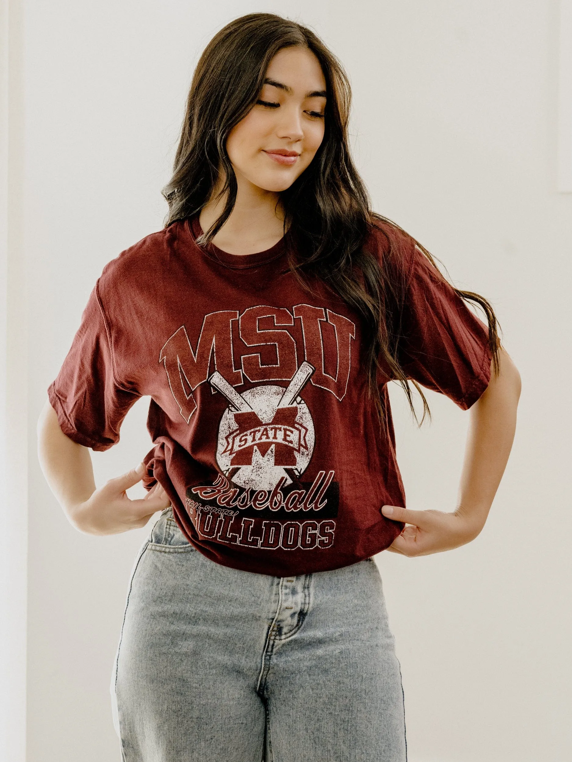 Mississippi State Bulldogs Baseball Maroon Tee