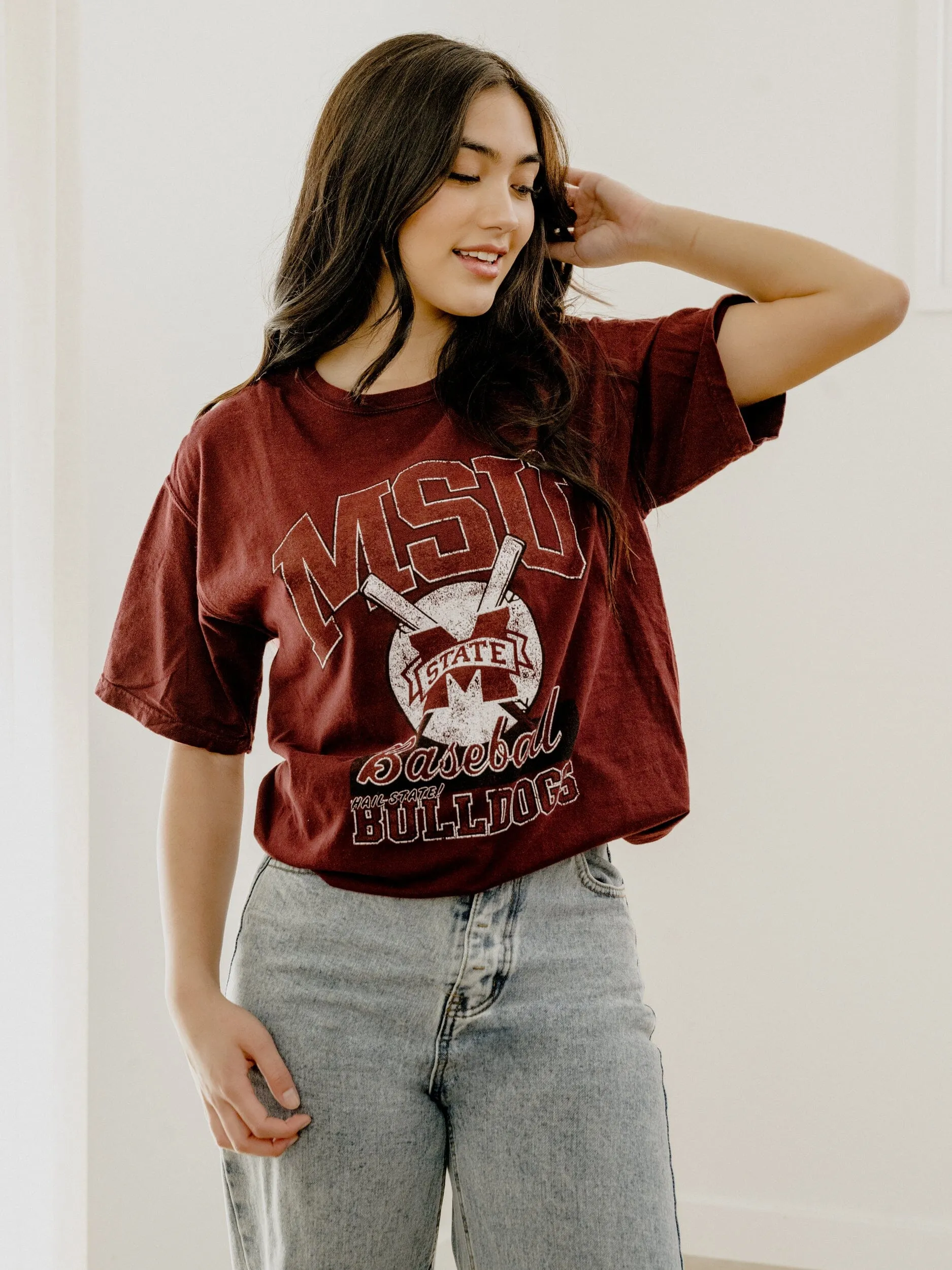 Mississippi State Bulldogs Baseball Maroon Tee