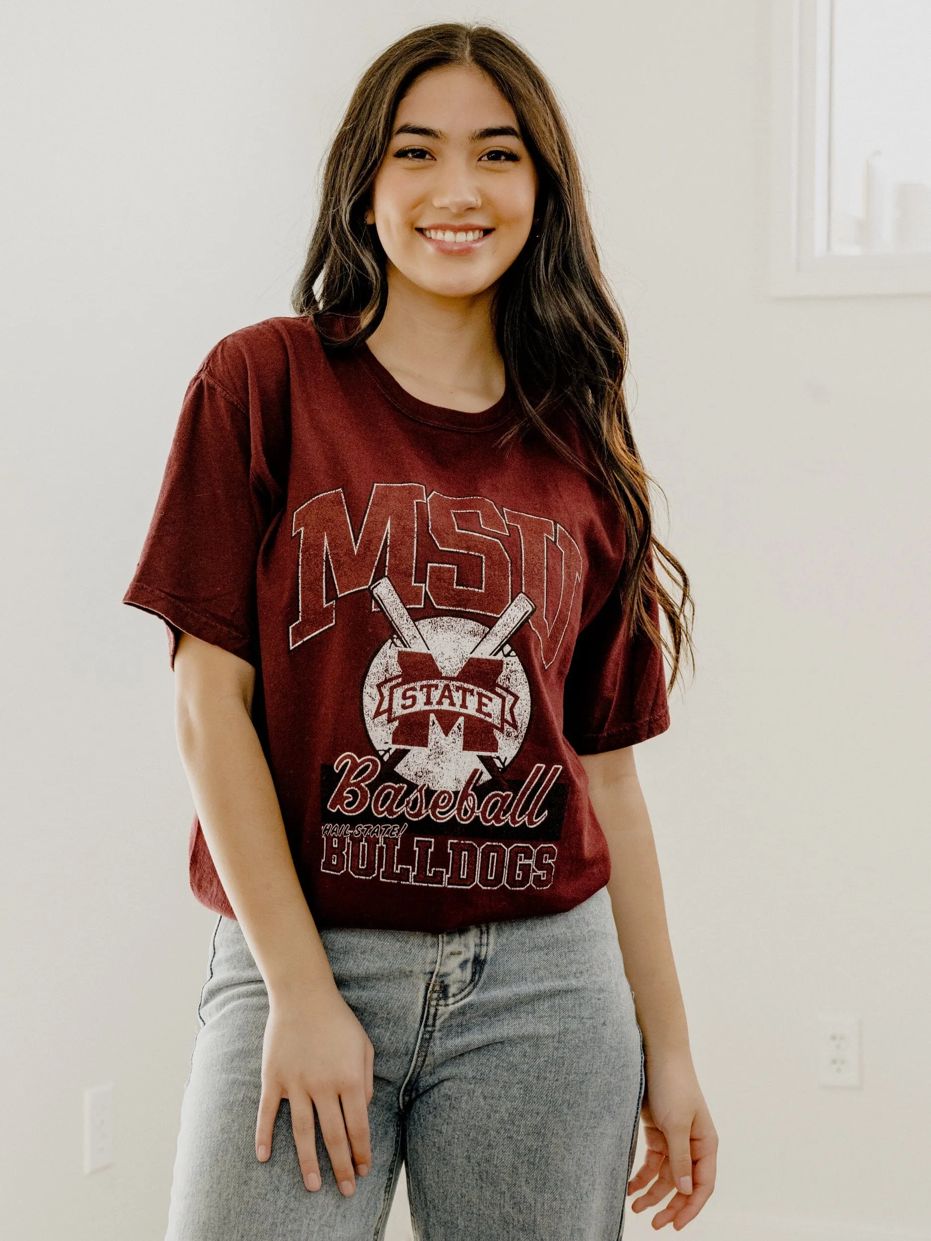 Mississippi State Bulldogs Baseball Maroon Tee