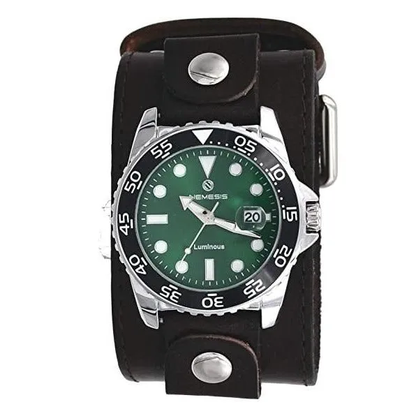 Moonwalker Luminous Green Diver with Dark Brown Leather Cuff