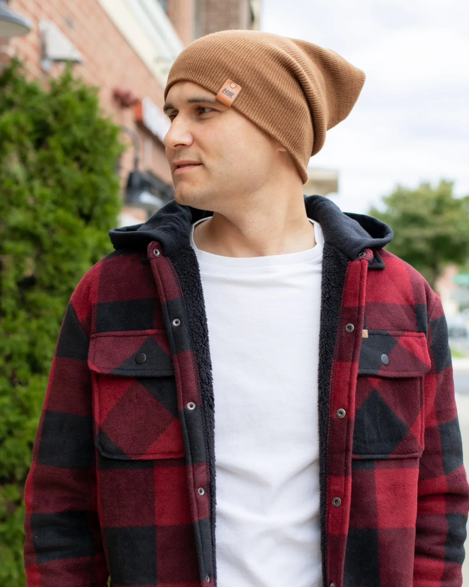 NEW HAAKWEAR Theta-Stitch Cuffed Beanie - Designed and Made in USA (Patent Pending Design) - Camel Brown