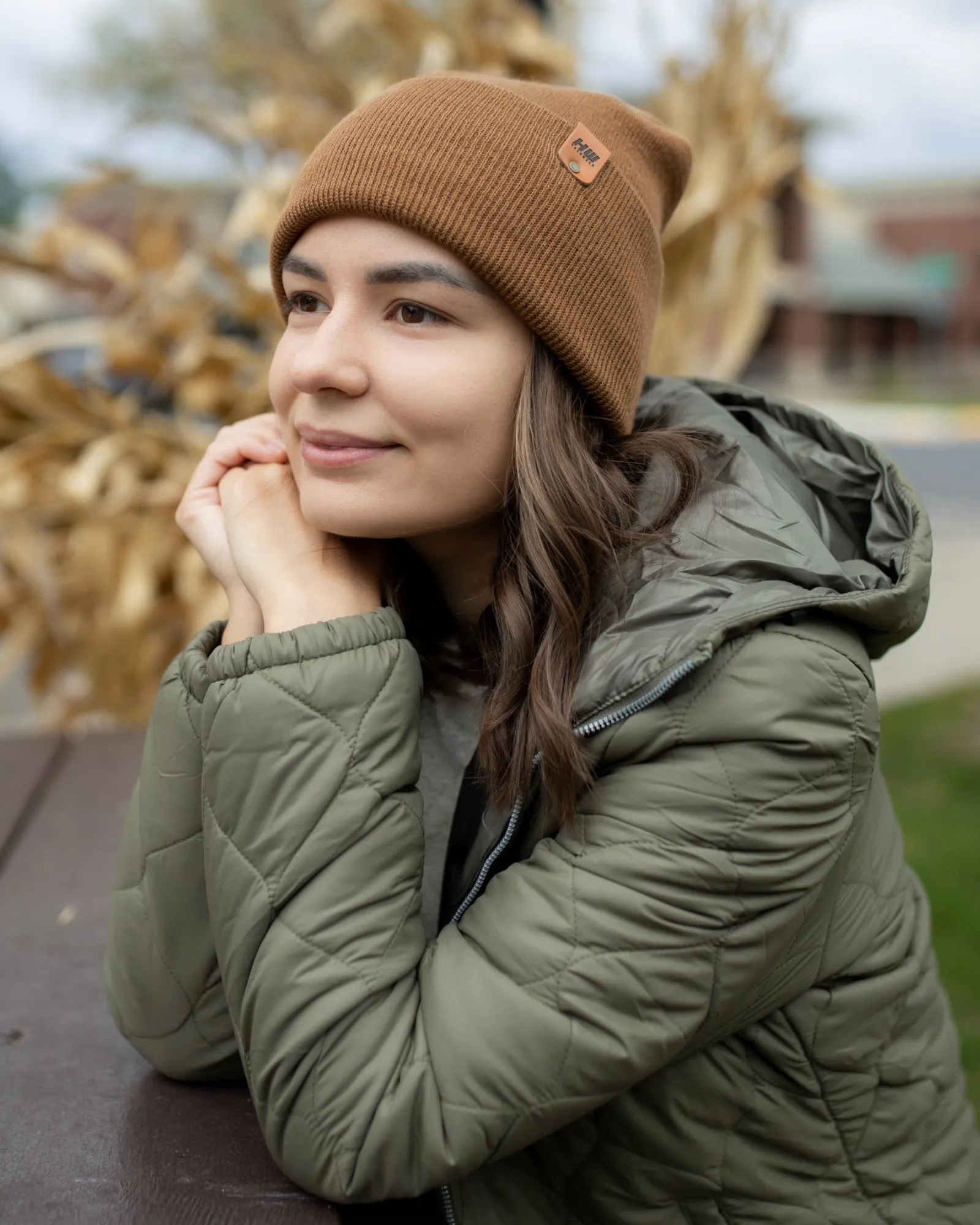 NEW HAAKWEAR Theta-Stitch Cuffed Beanie - Designed and Made in USA (Patent Pending Design) - Camel Brown