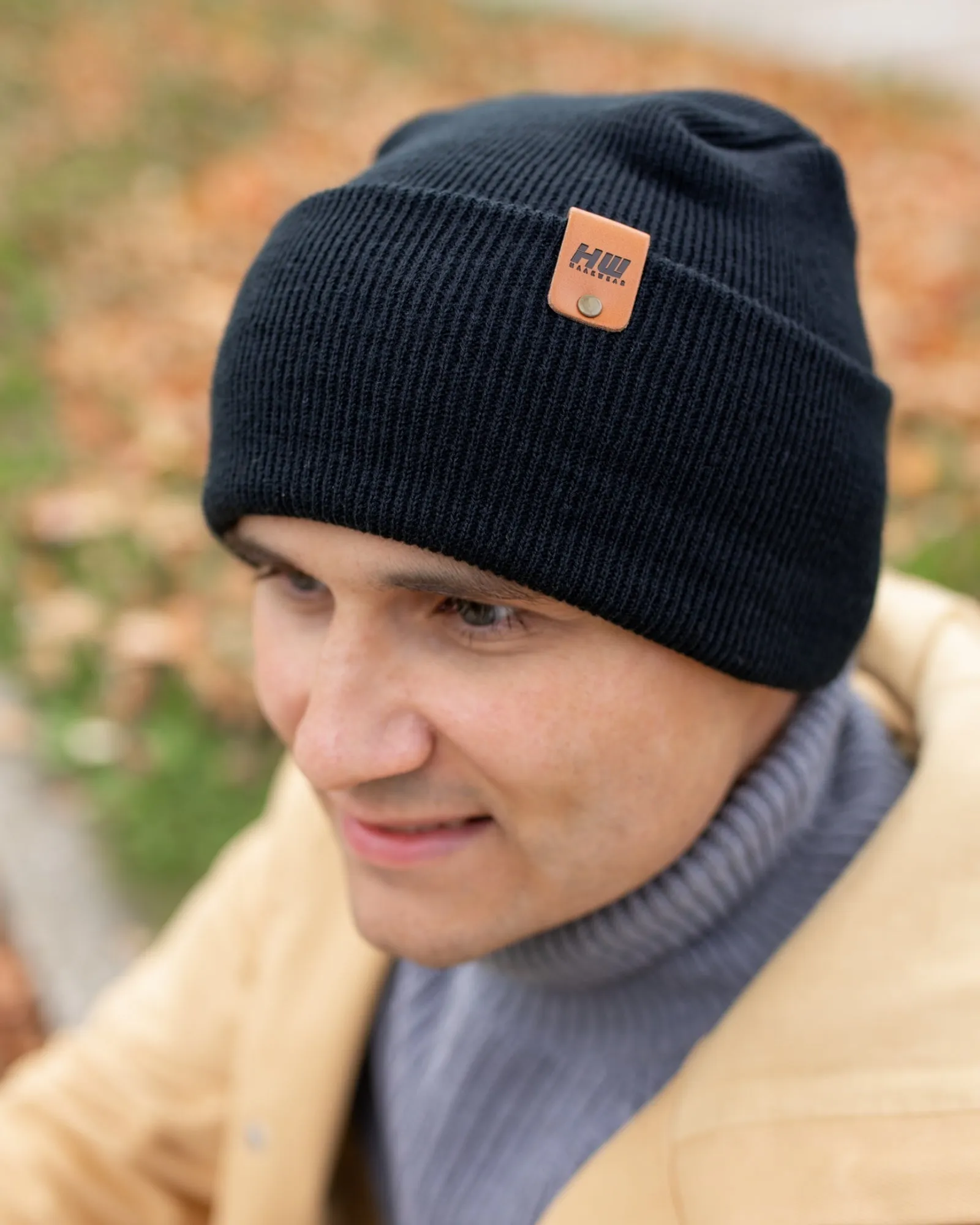 NEW HAAKWEAR Theta-Stitch Cuffed Beanie - Designed and Made in USA (Patent Pending Design) - Charcoal Black