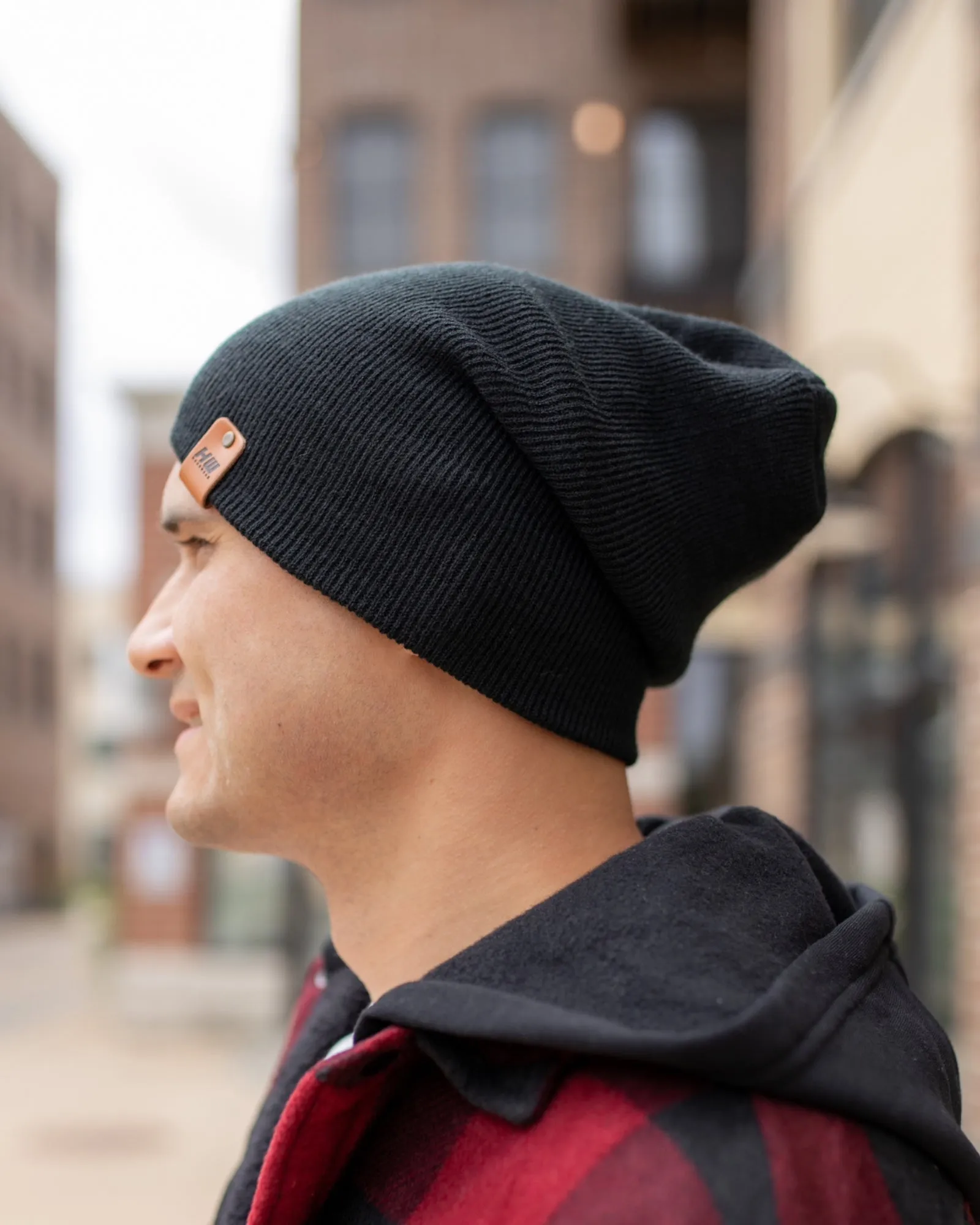 NEW HAAKWEAR Theta-Stitch Cuffed Beanie - Designed and Made in USA (Patent Pending Design) - Charcoal Black